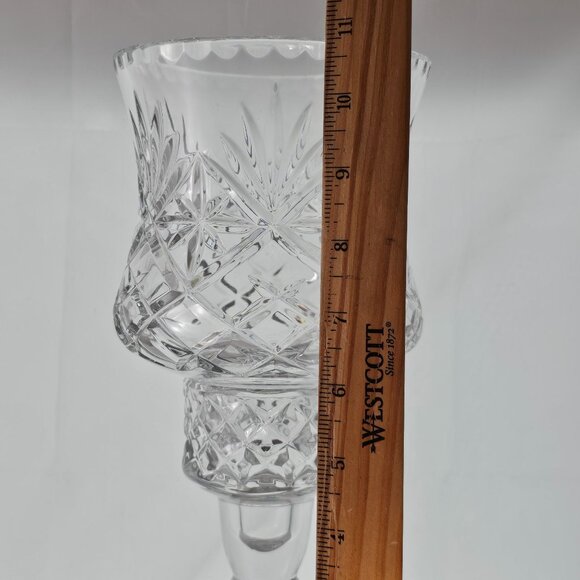 Cut Crystal Candle Hurricane Lamp 11" diamond stars fan luxury glass romantic - Picture 9 of 9